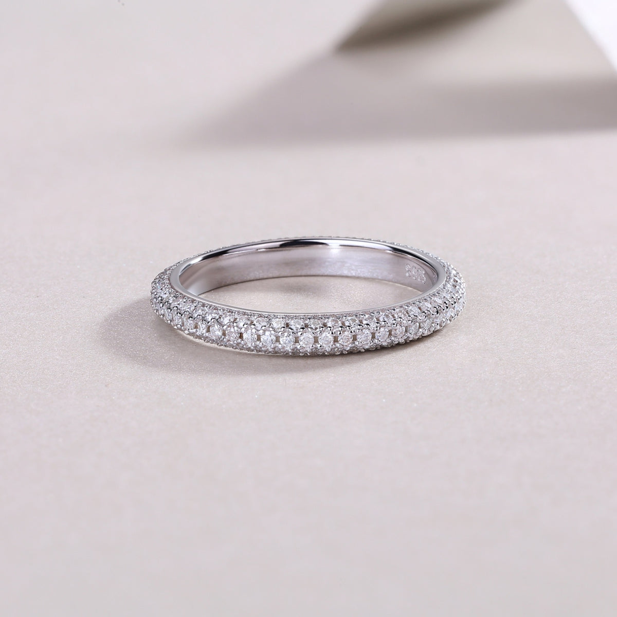 Mr. Right Moissanite Eternity Band Ring in Sterling Silver