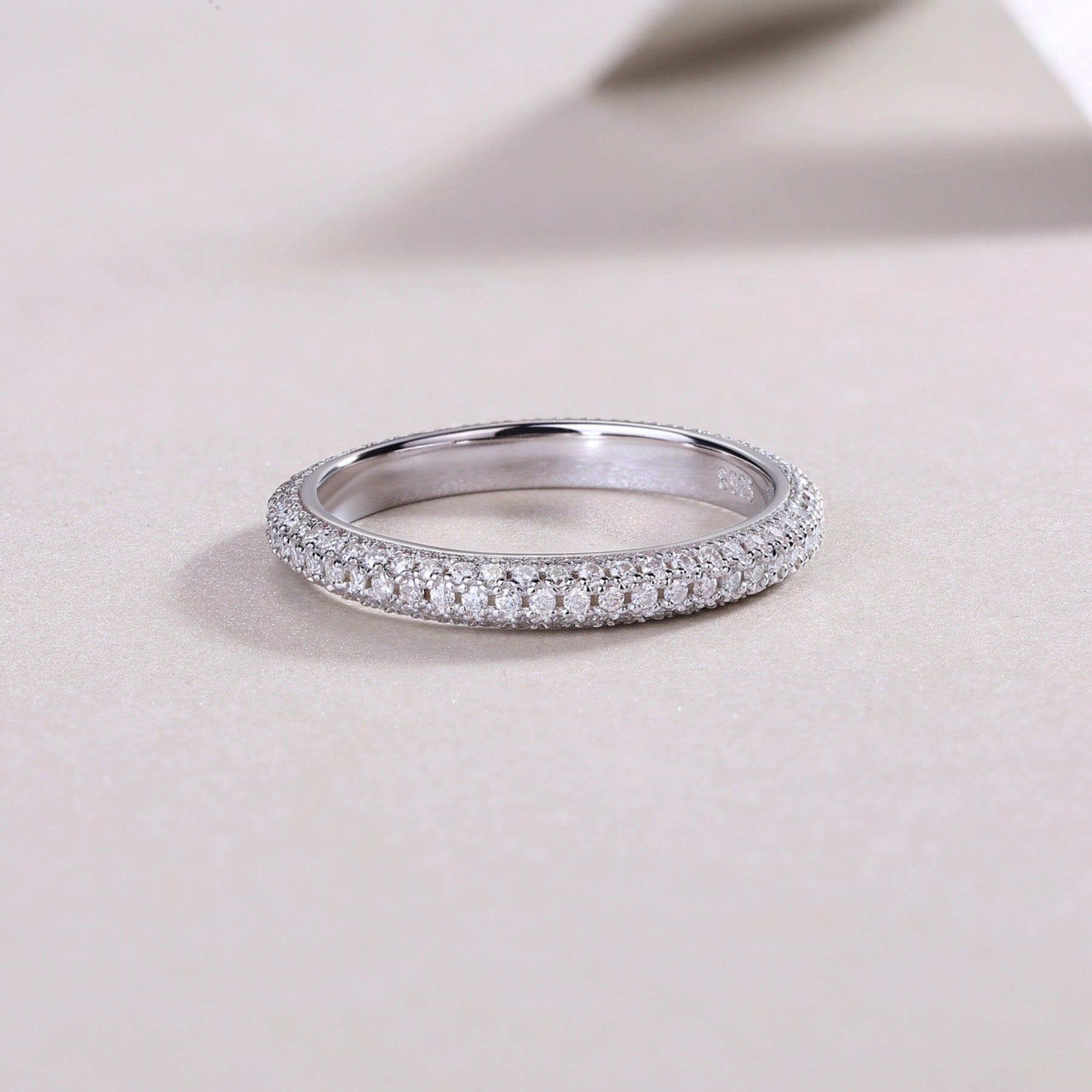 Mr. Right Moissanite Eternity Band Ring in Sterling Silver