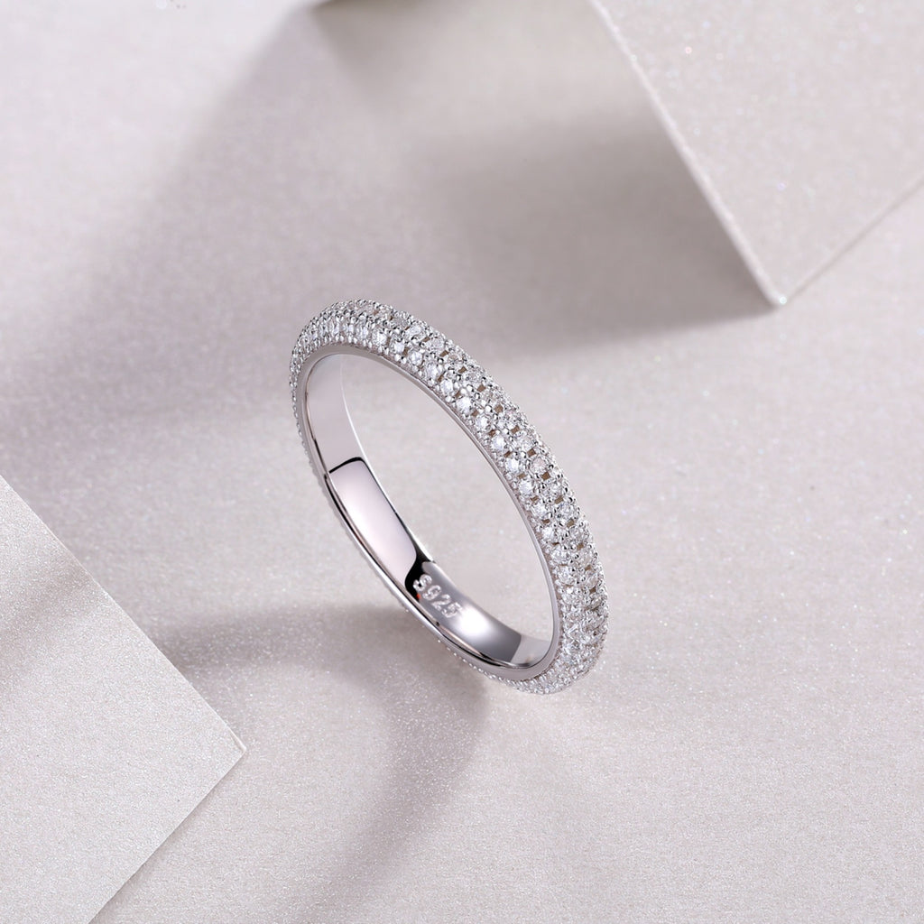 Mr. Right Moissanite Eternity Band Ring in Sterling Silver