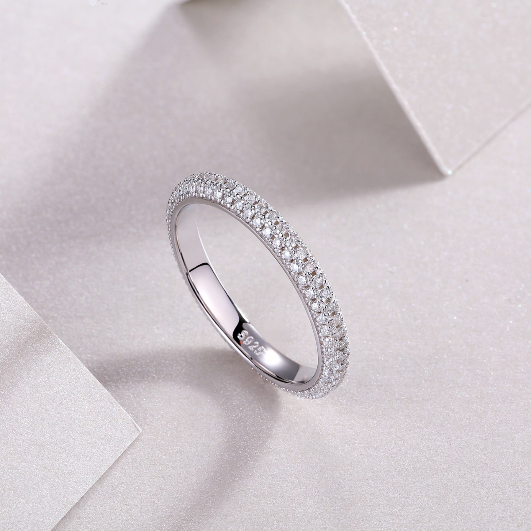 Mr. Right Moissanite Eternity Band Ring in Sterling Silver