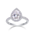 Spark Pear-Cut Moissanite Halo Ring in Sterling Silver