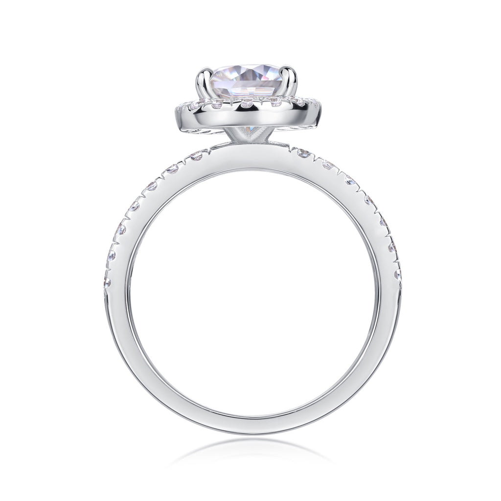 Spark Pear-Cut Moissanite Halo Ring in Sterling Silver