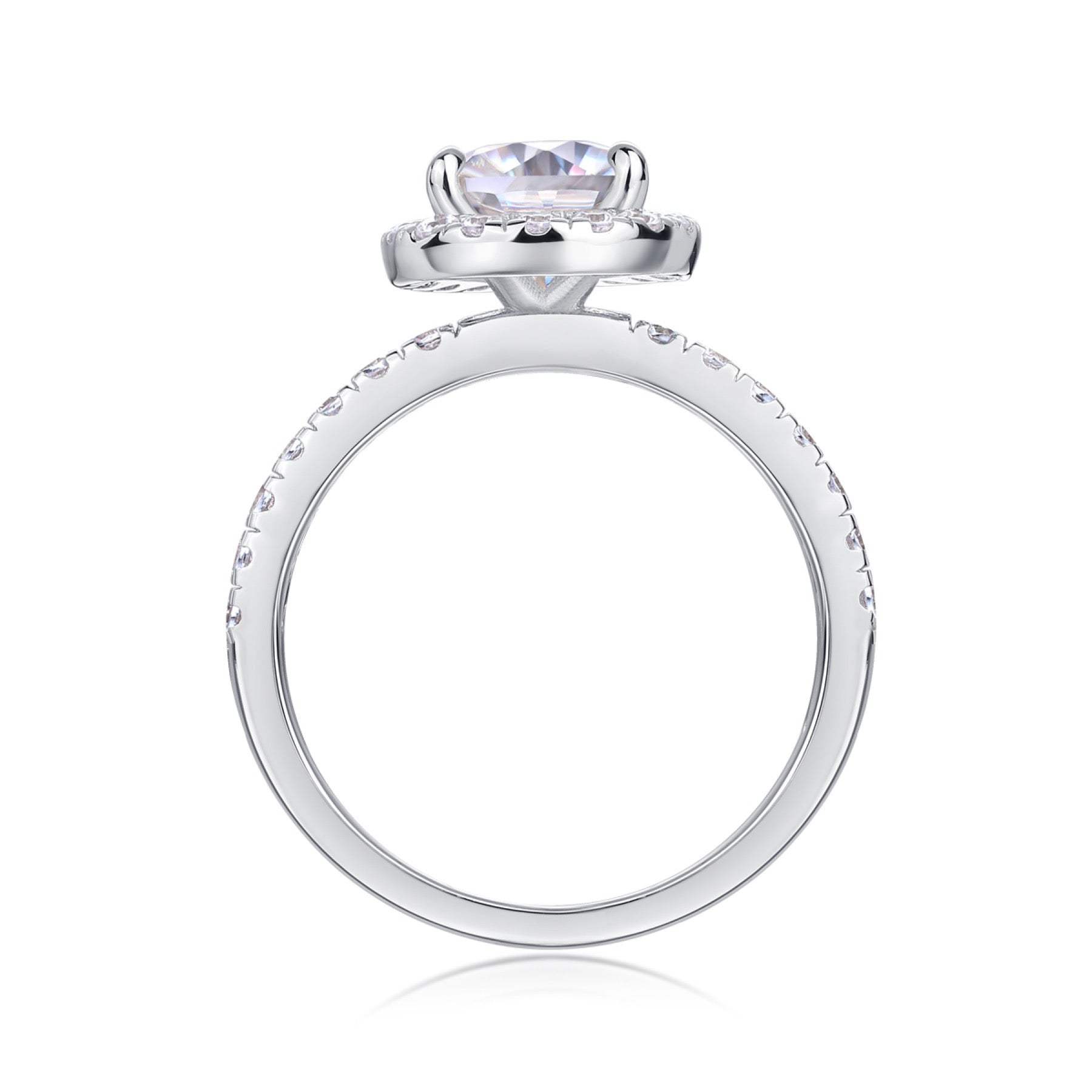 Spark Pear-Cut Moissanite Halo Ring in Sterling Silver