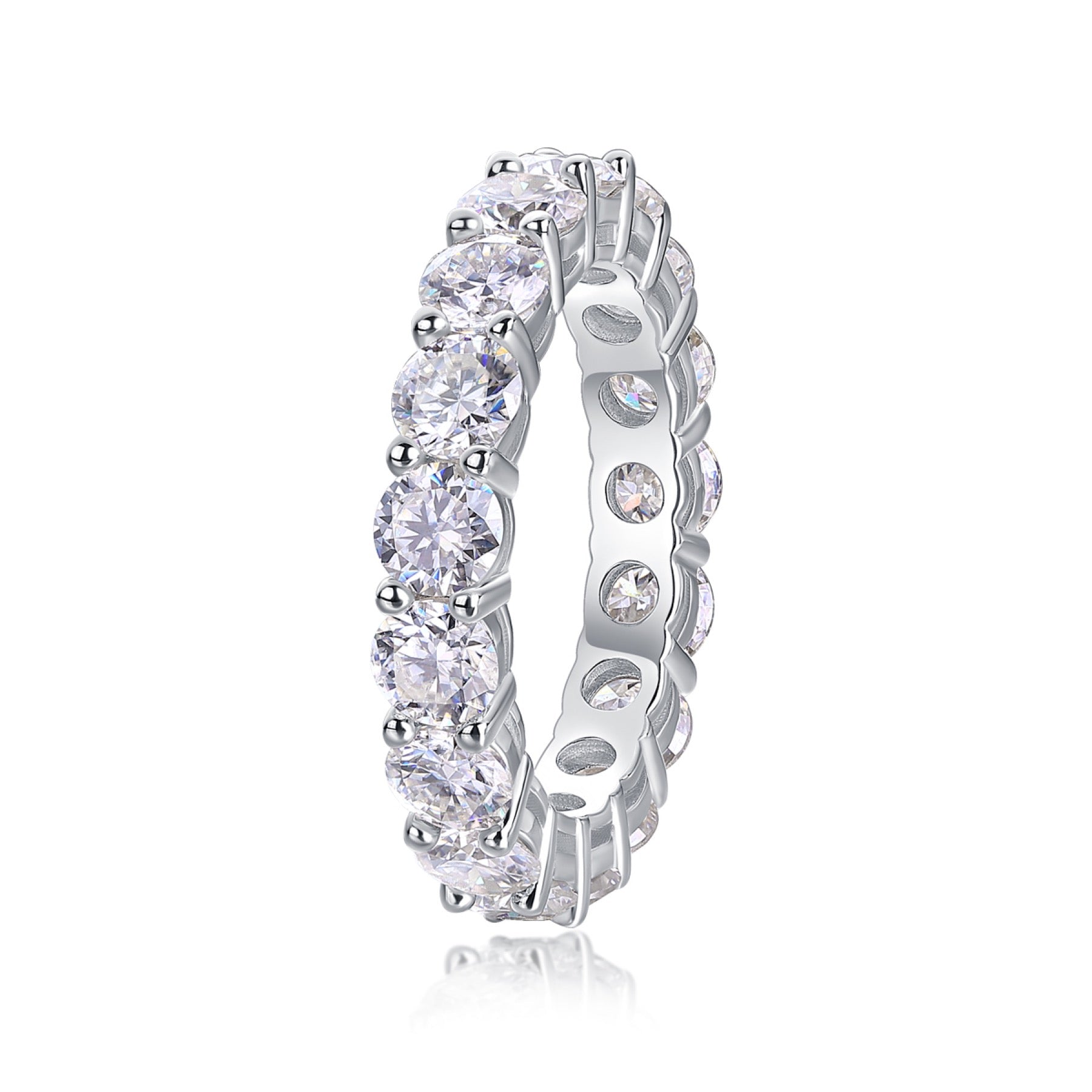 Starfield Moissanite Eternity Band Ring in Sterling Silver
