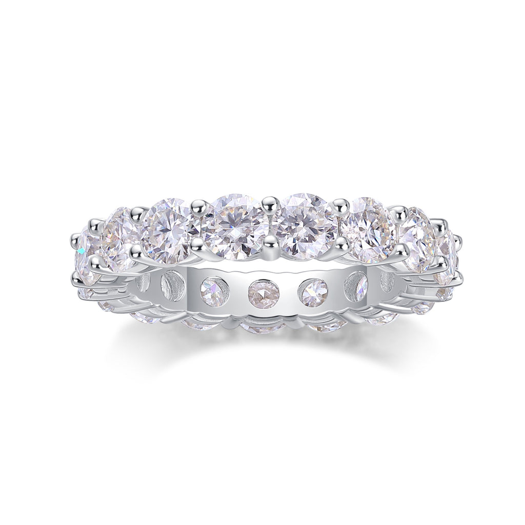 Starfield Moissanite Eternity Band Ring in Sterling Silver