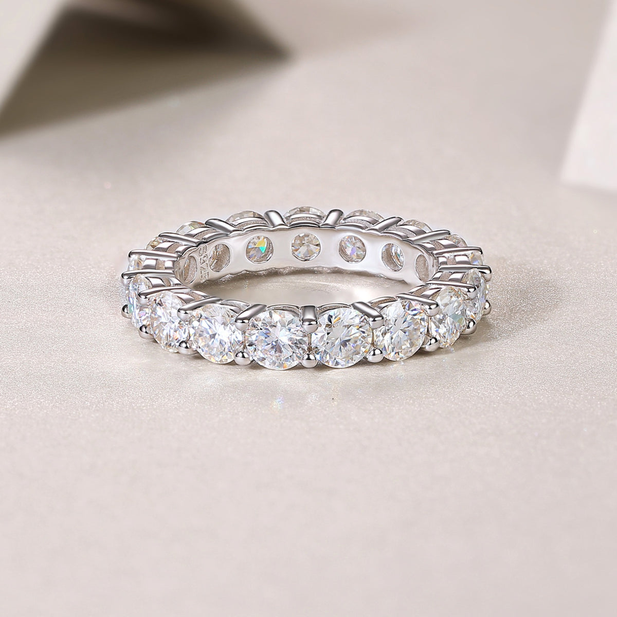 Starfield Moissanite Eternity Band Ring in Sterling Silver