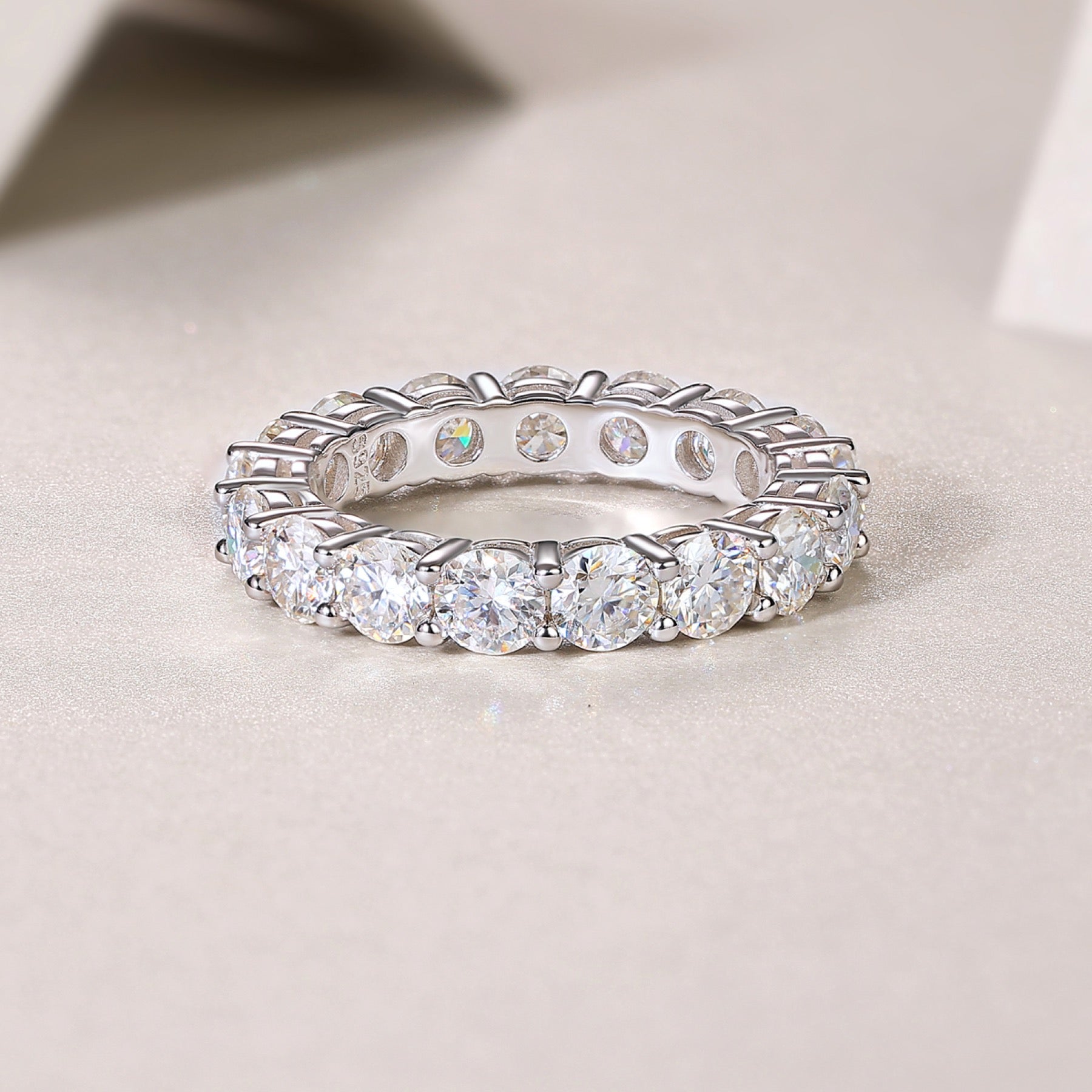 Starfield Moissanite Eternity Band Ring in Sterling Silver
