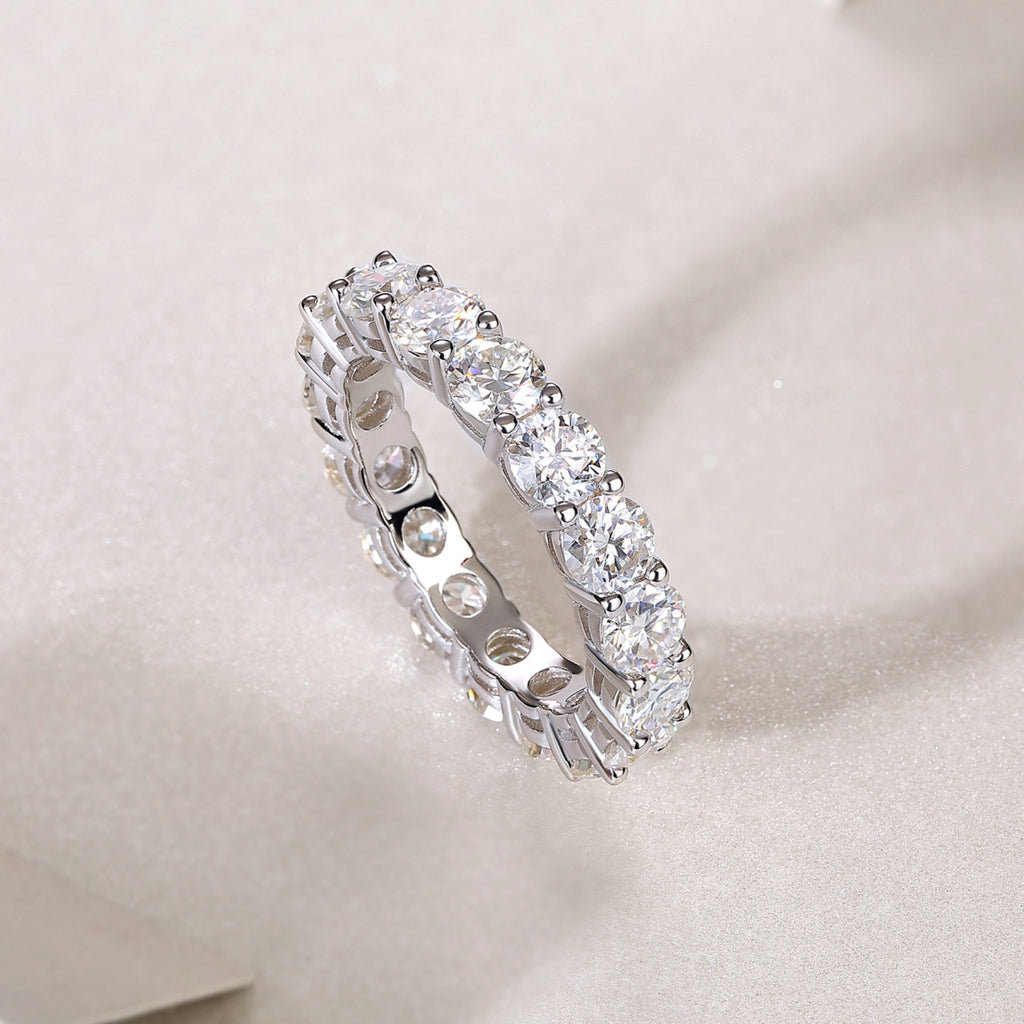 Starfield Moissanite Eternity Band Ring in Sterling Silver