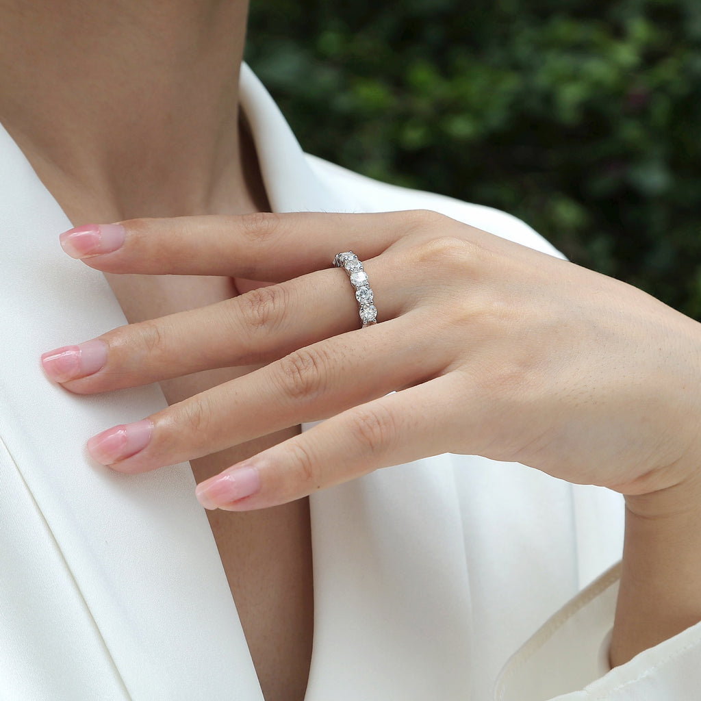 Starfield Moissanite Eternity Band Ring in Sterling Silver