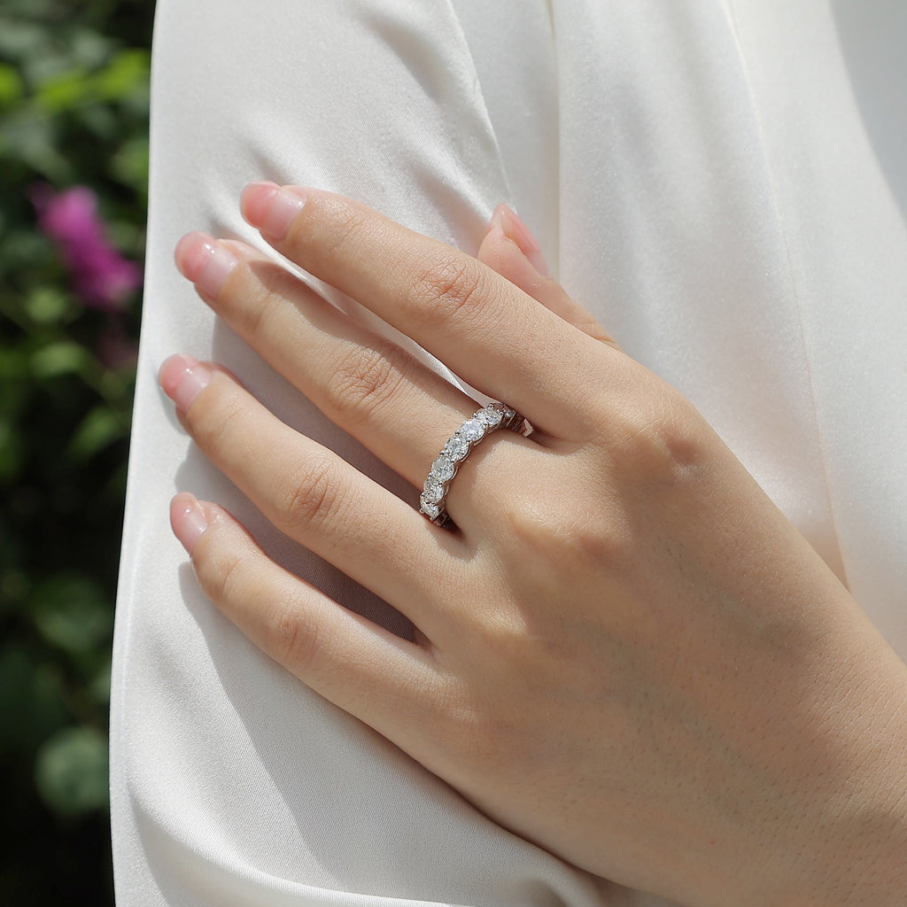 Starfield Moissanite Eternity Band Ring in Sterling Silver