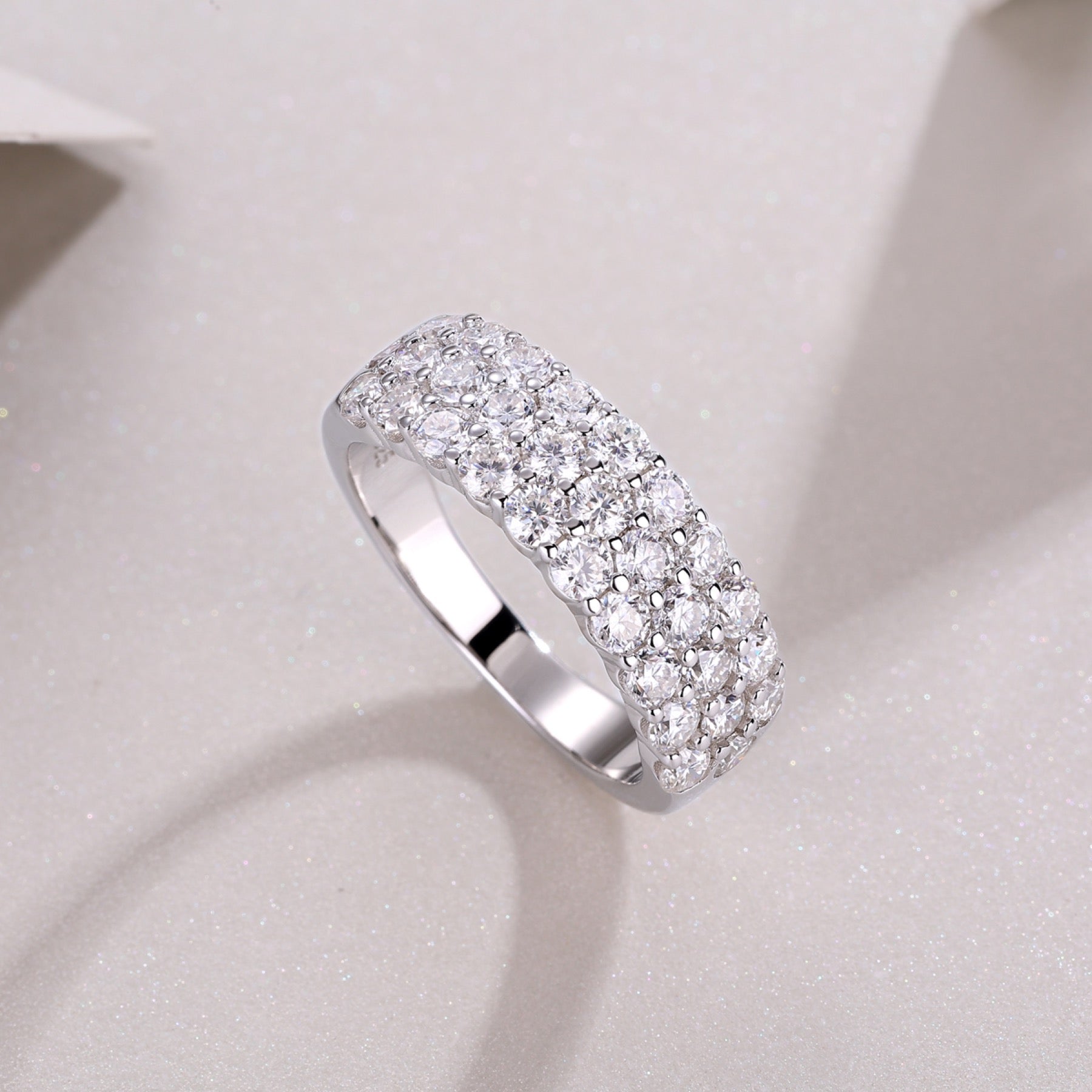 Phantom Moissanite Band Ring in Sterling Silver