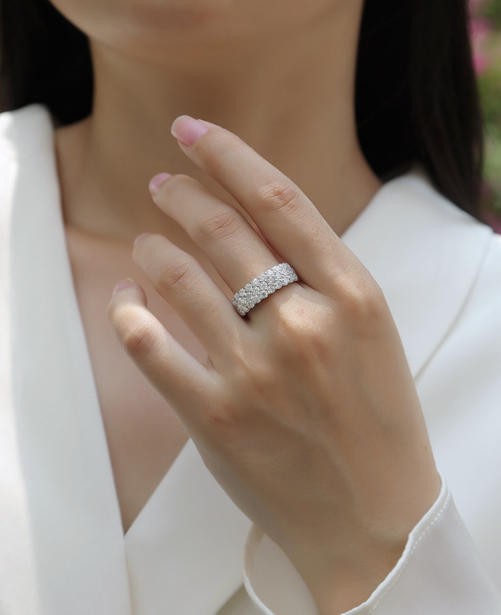 Phantom Moissanite Band Ring in Sterling Silver