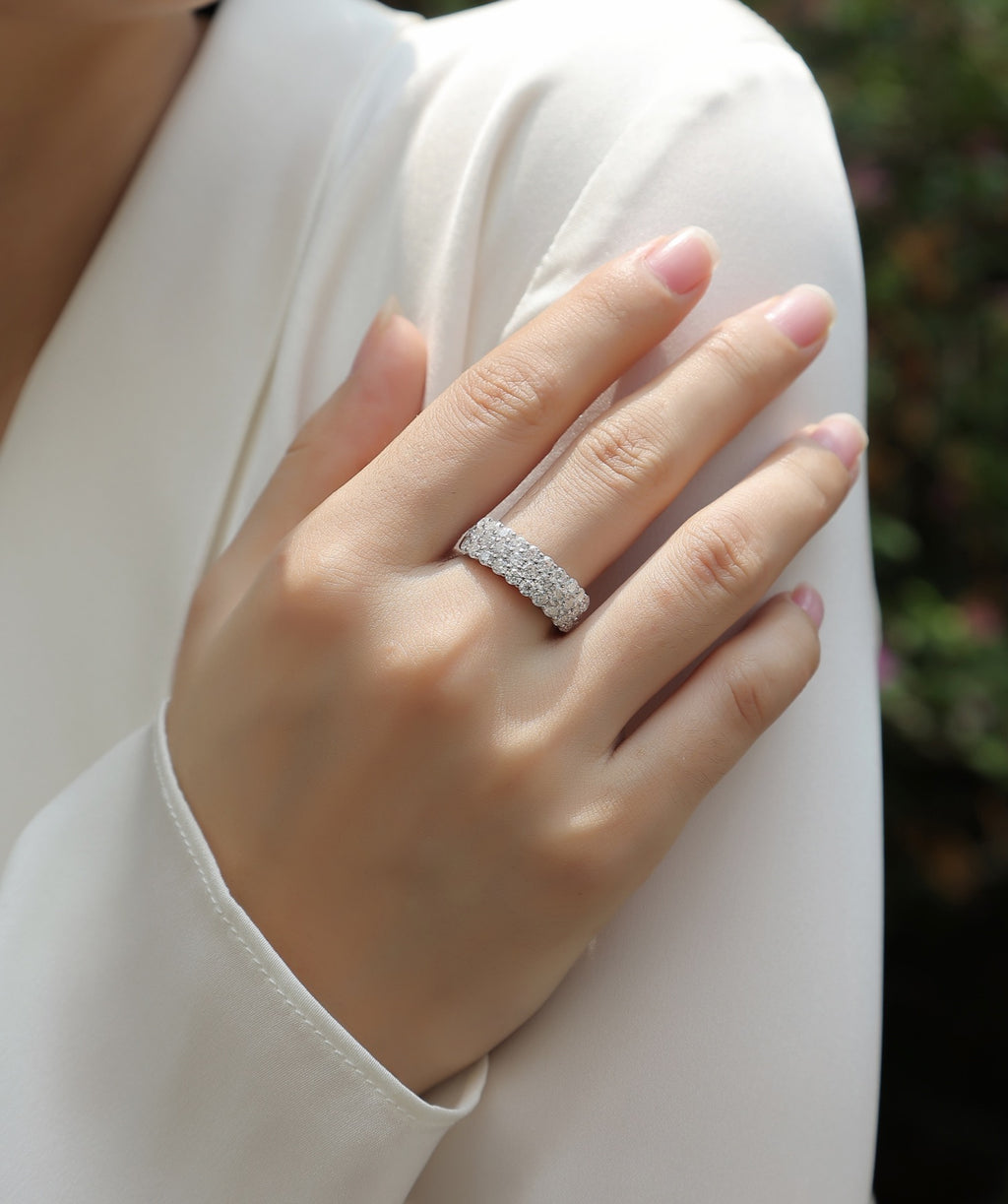 Phantom Moissanite Band Ring in Sterling Silver
