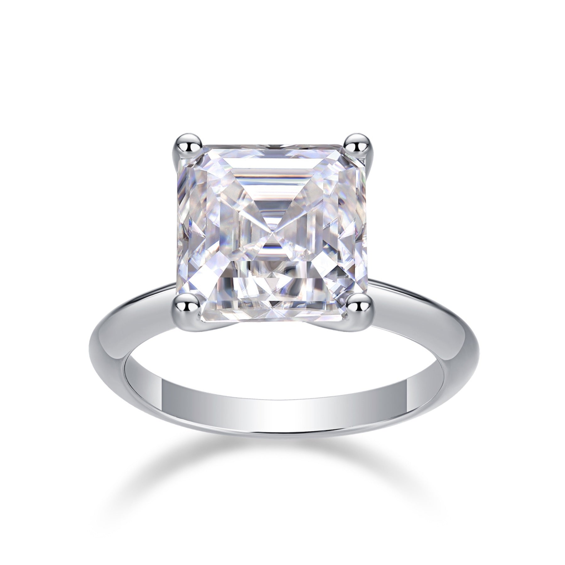 Dreamscape Asscher-Cut Moissanite Solitaire Ring in Sterling Silver