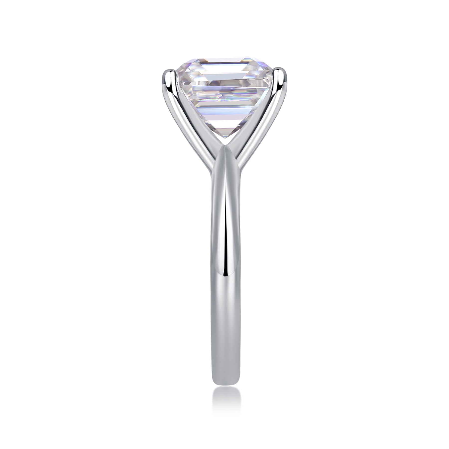 Dreamscape Asscher-Cut Moissanite Solitaire Ring in Sterling Silver