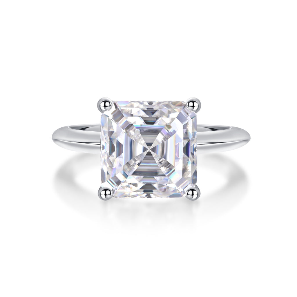 Dreamscape Asscher-Cut Moissanite Solitaire Ring in Sterling Silver