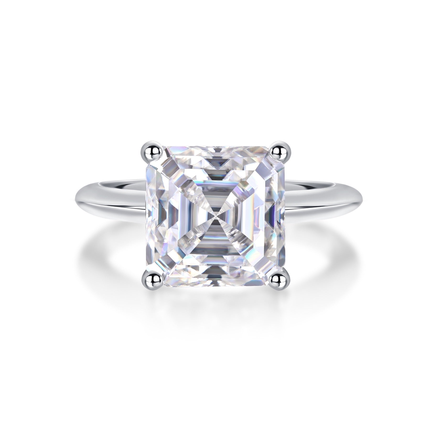 Dreamscape Asscher-Cut Moissanite Solitaire Ring in Sterling Silver