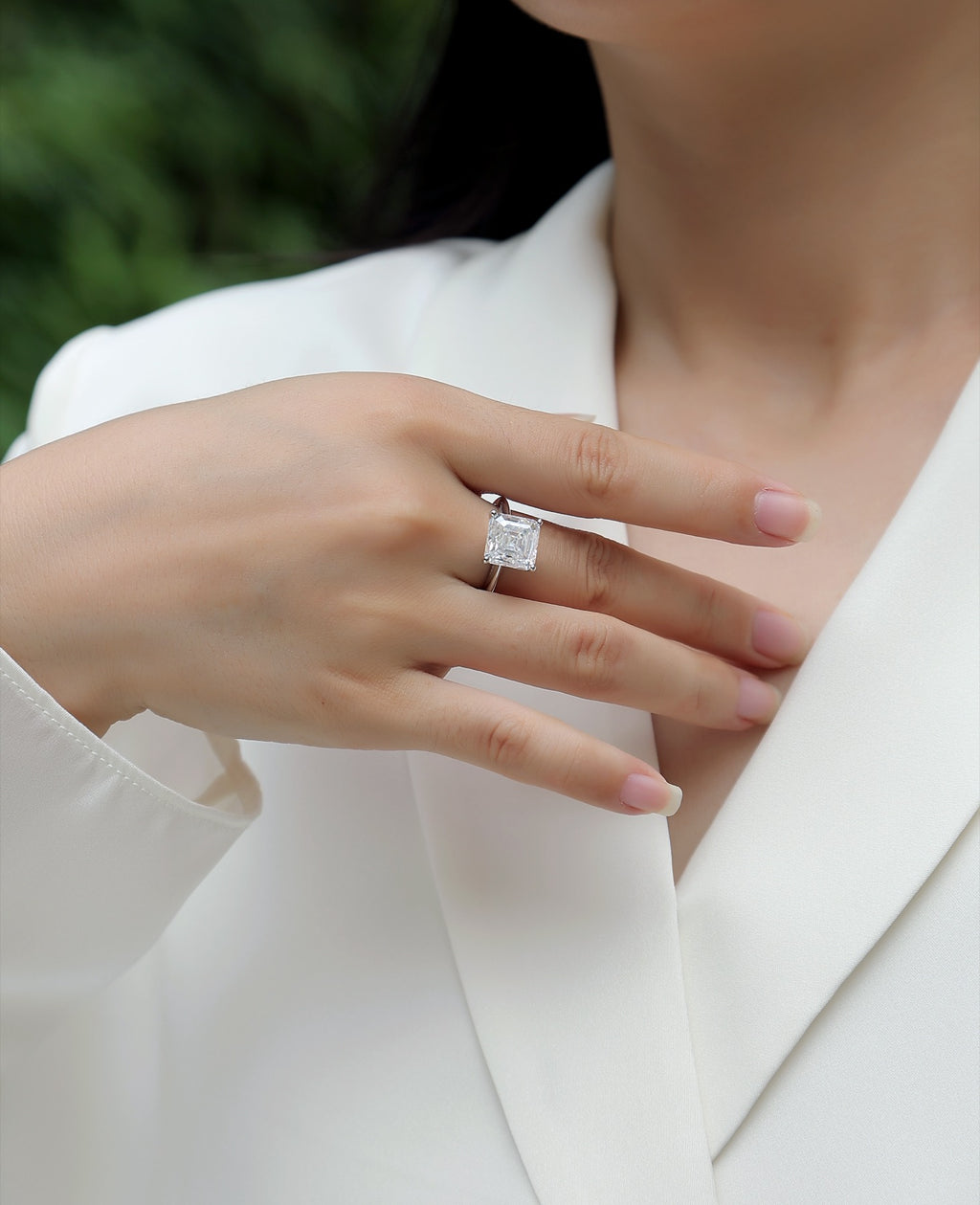 Dreamscape Asscher-Cut Moissanite Solitaire Ring in Sterling Silver