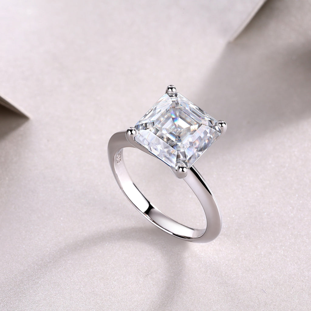 Dreamscape Asscher-Cut Moissanite Solitaire Ring in Sterling Silver