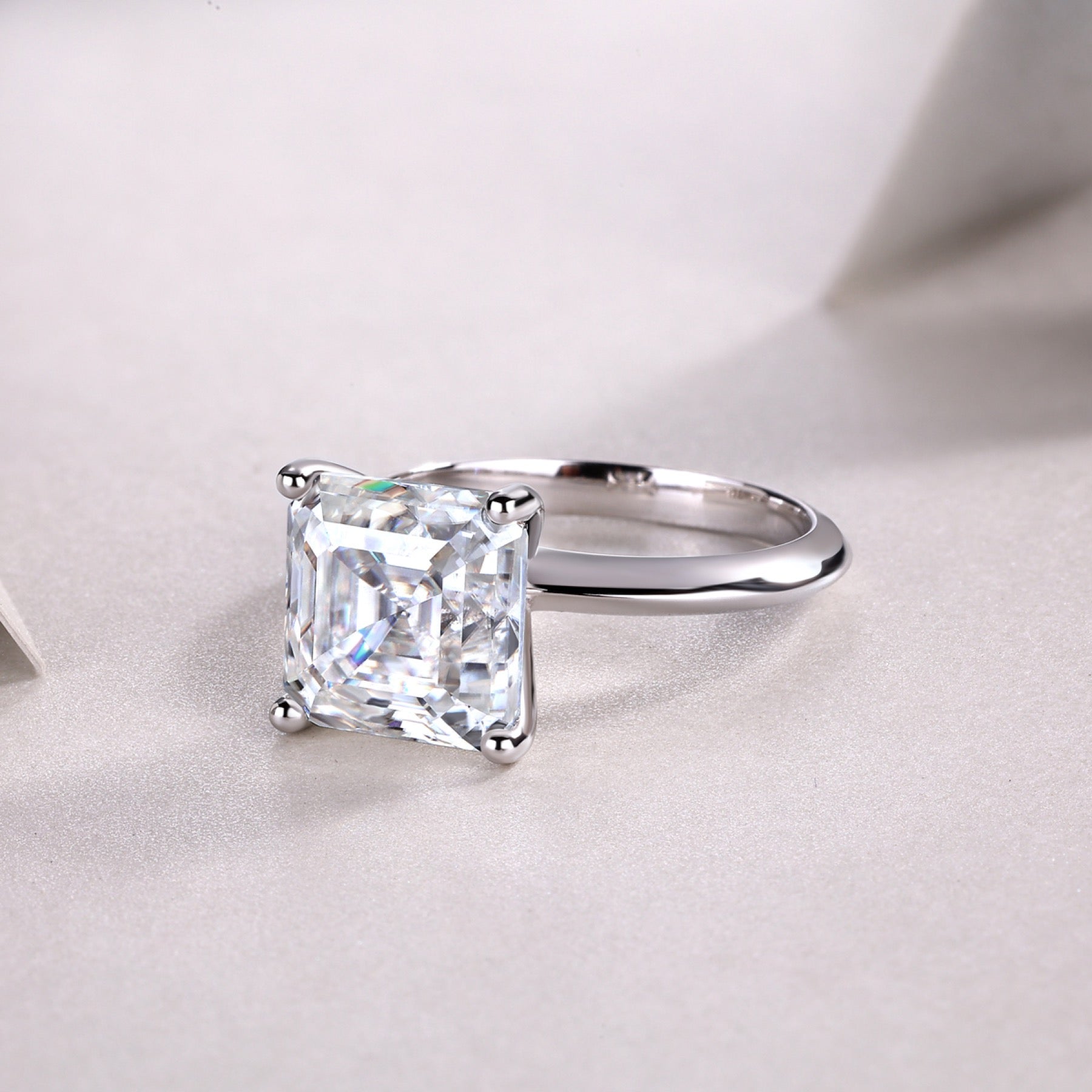 Dreamscape Asscher-Cut Moissanite Solitaire Ring in Sterling Silver