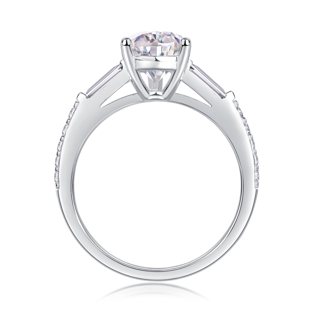 Moonlight Pear-Cut Moissanite Three-Stone Ring in Sterling Silver
