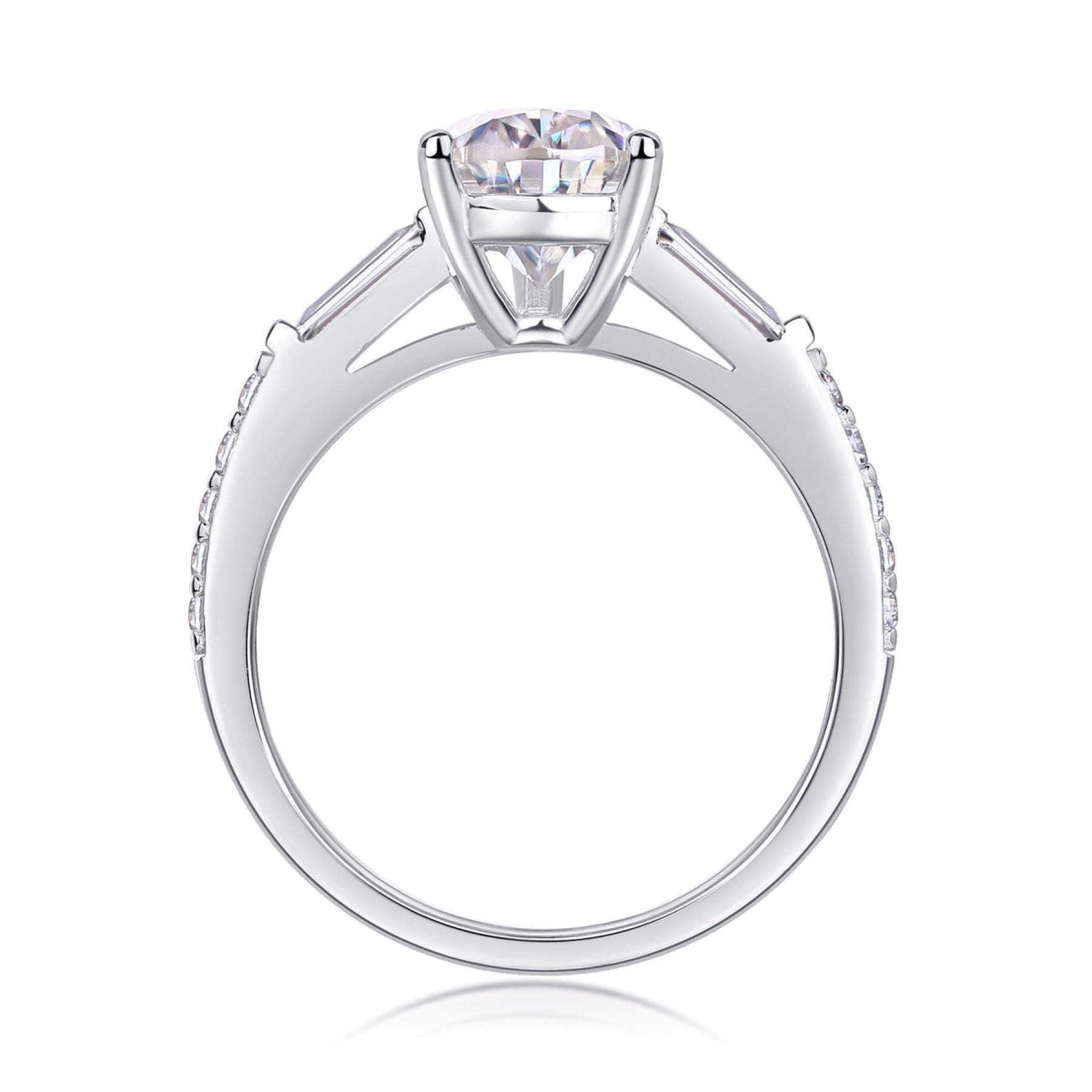 Moonlight Pear-Cut Moissanite Three-Stone Ring in Sterling Silver