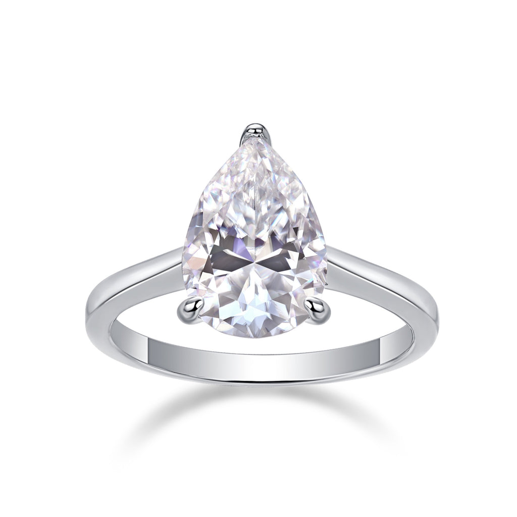 Minima Pear-Cut Moissanite Solitaire Ring in Sterling Silver