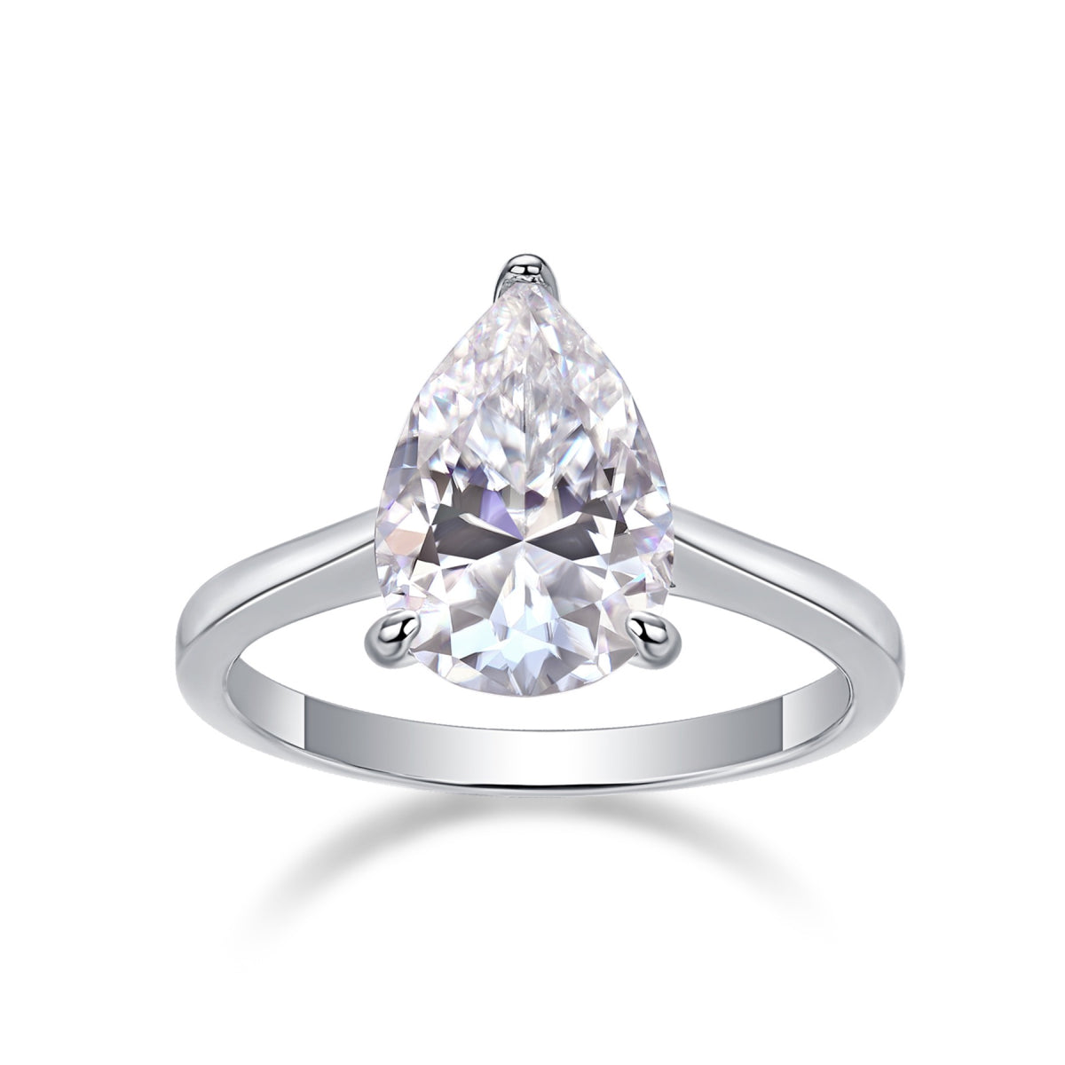 Minima 4 Carat Pear-Cut Moissanite Solitaire Ring in Sterling Silver