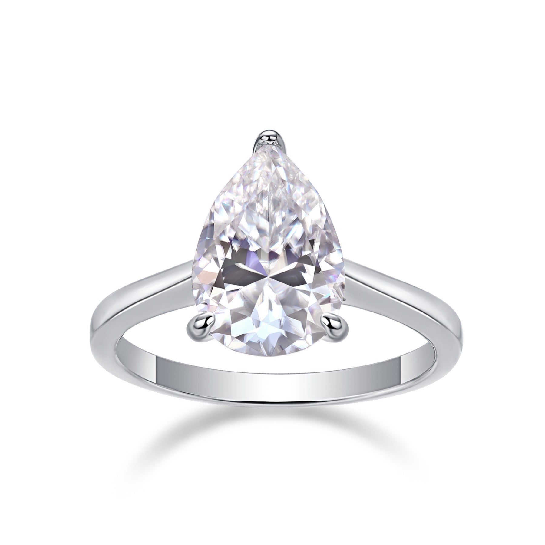 Minima Pear-Cut Moissanite Solitaire Ring in Sterling Silver