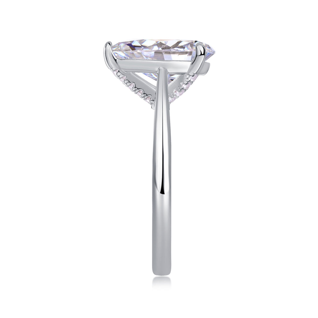 Minima Pear-Cut Moissanite Solitaire Ring in Sterling Silver