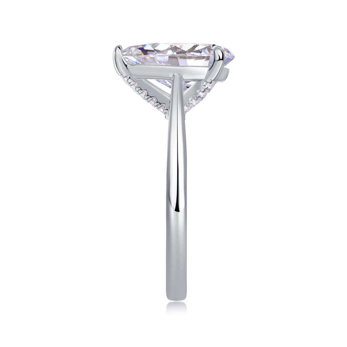 Minima 4 Carat Pear-Cut Moissanite Solitaire Ring in Sterling Silver