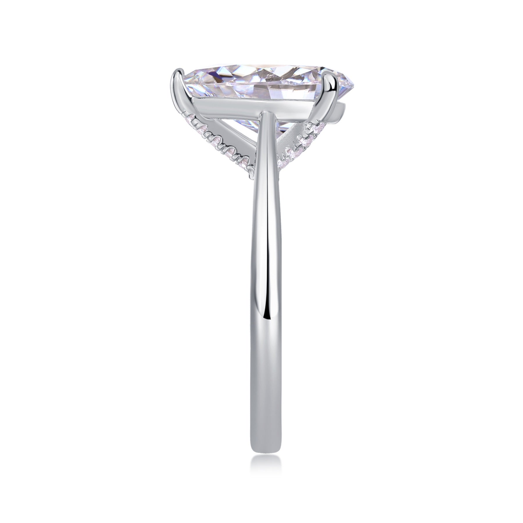 Minima Pear-Cut Moissanite Solitaire Ring in Sterling Silver