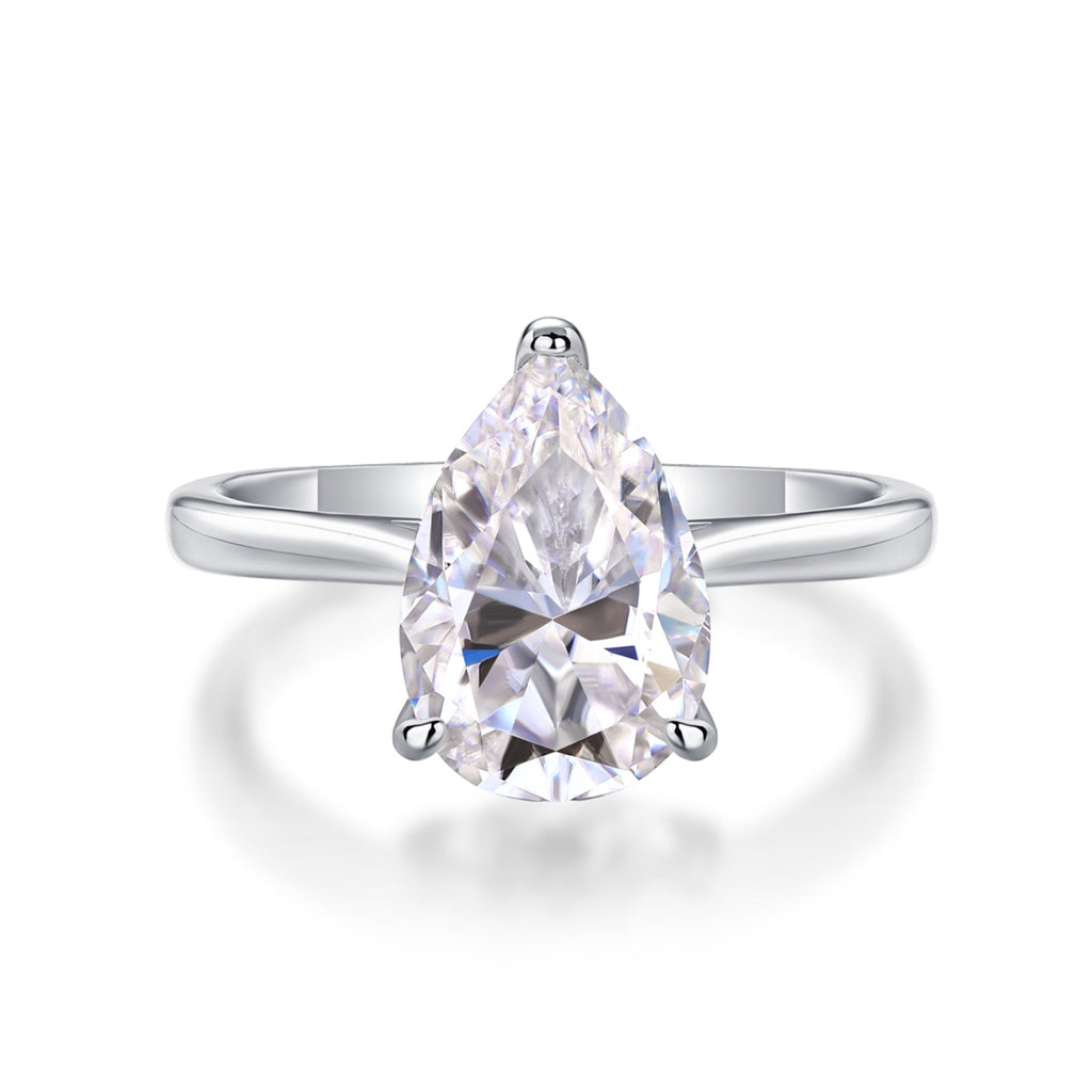 Minima Pear-Cut Moissanite Solitaire Ring in Sterling Silver