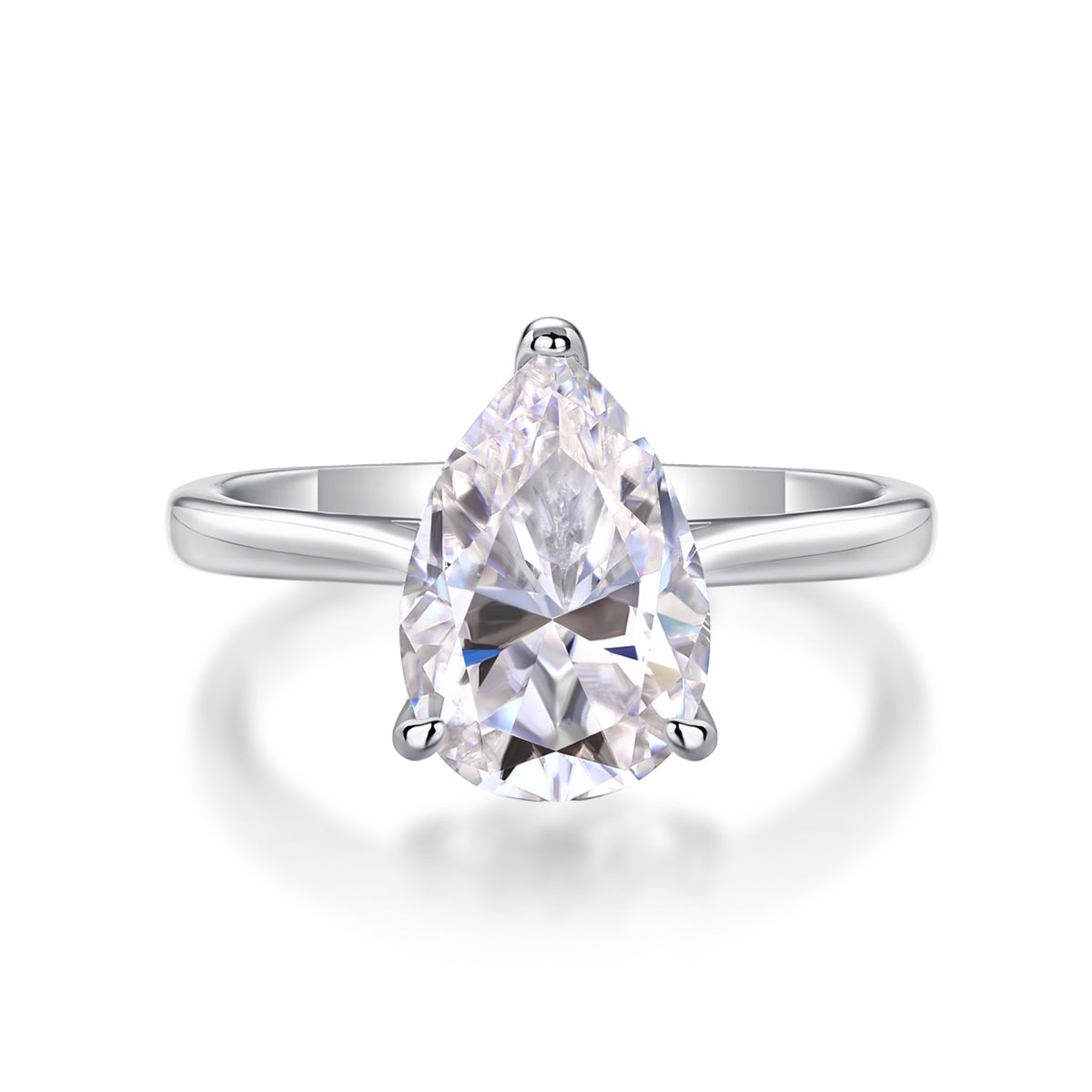 Minima 4 Carat Pear-Cut Moissanite Solitaire Ring in Sterling Silver