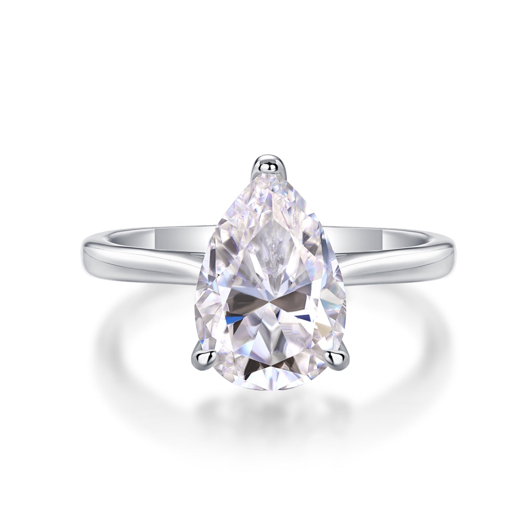 Minima Pear-Cut Moissanite Solitaire Ring in Sterling Silver