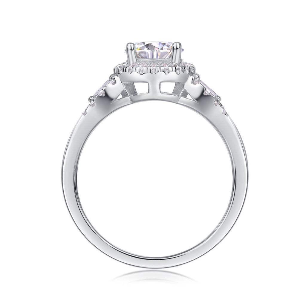 Liberty Moissanite Three-Stone Ring in Sterling Silver