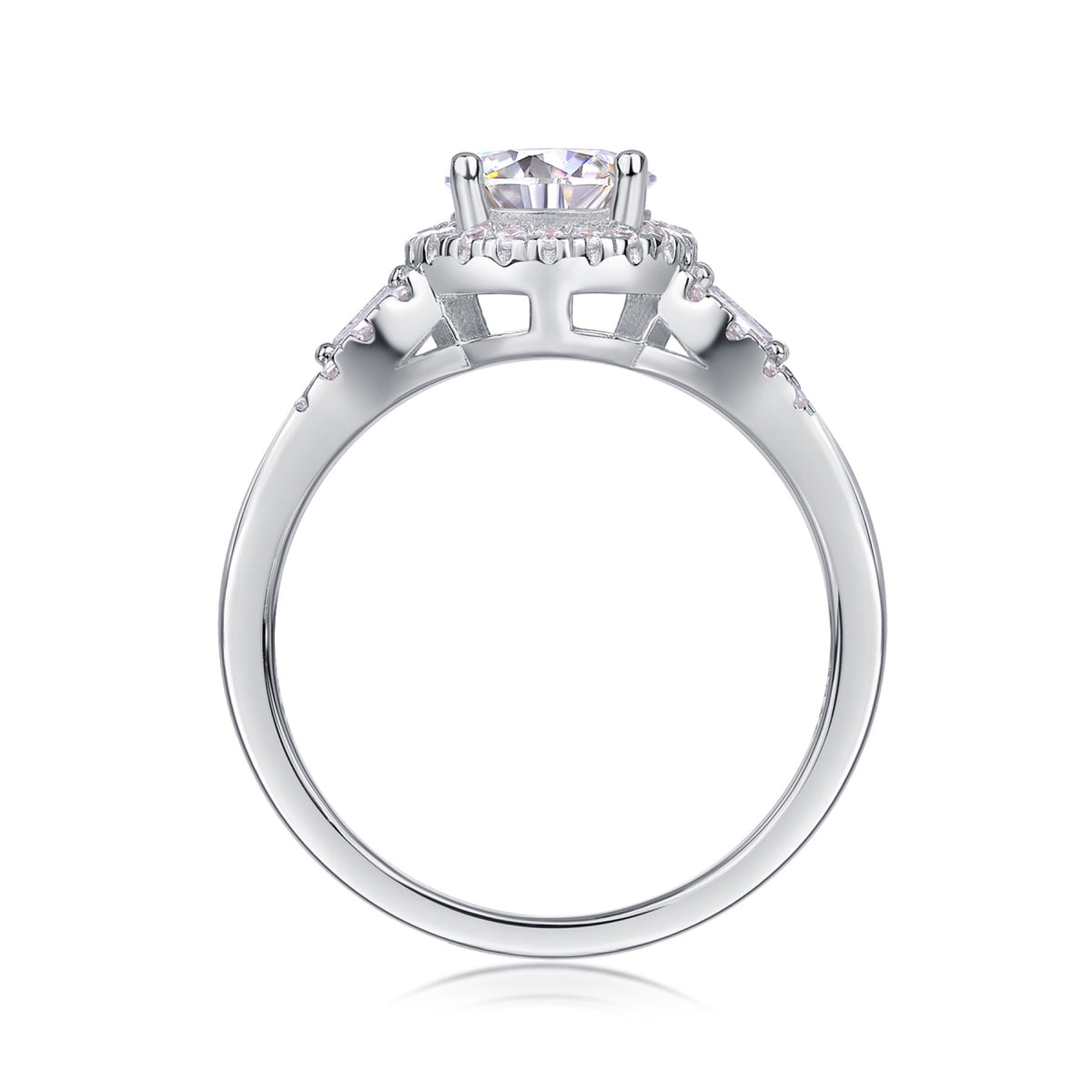 Liberty 1 Carat Moissanite Three-Stone Ring in Sterling Silver