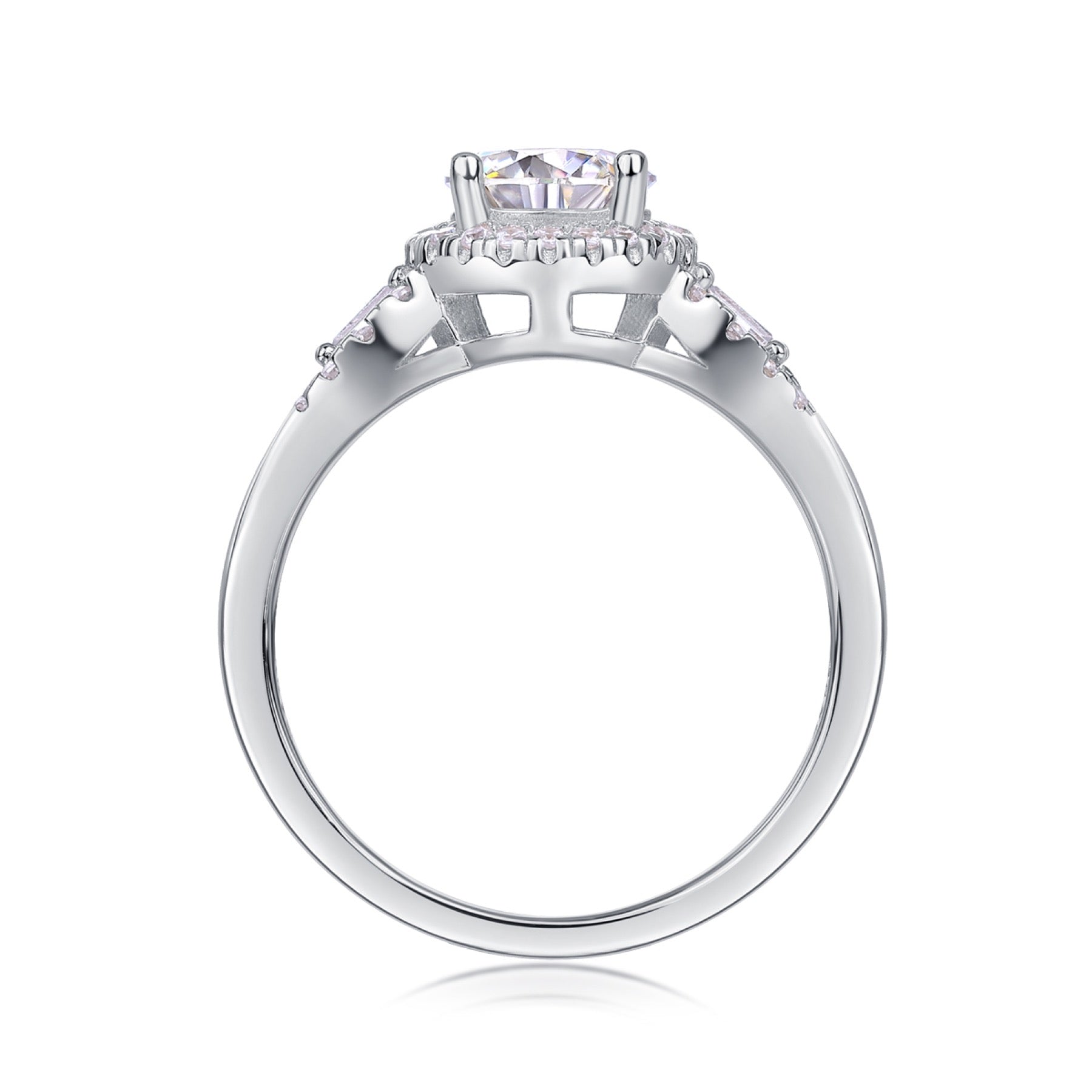 Liberty Moissanite Three-Stone Ring in Sterling Silver