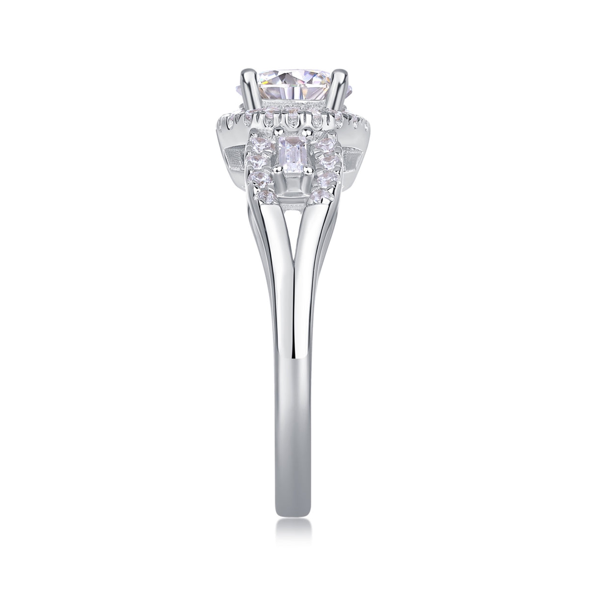 Liberty 1 Carat Moissanite Three-Stone Ring in Sterling Silver