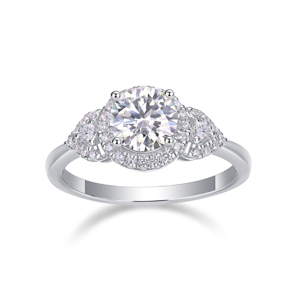 Chiaroscuro Oval-Cut Moissanite Halo Ring in Sterling Silver
