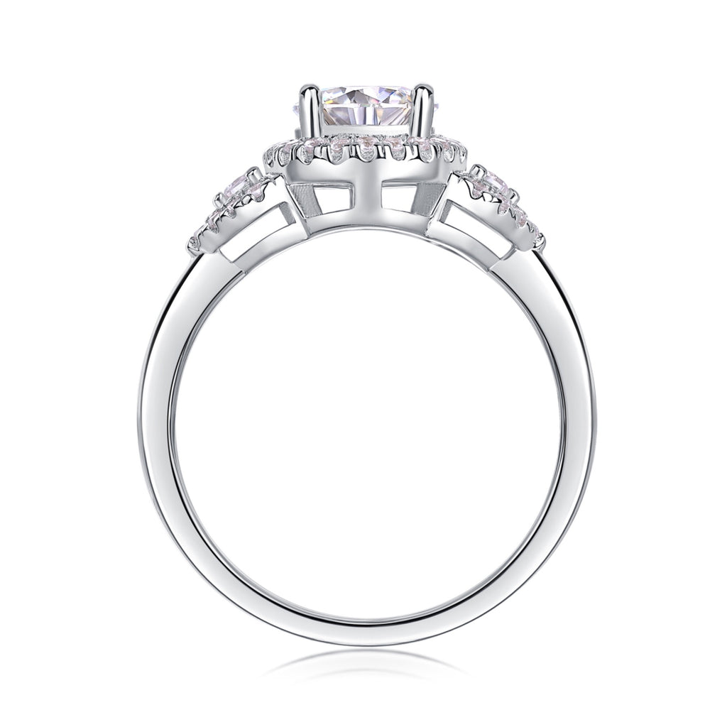 Chiaroscuro Oval-Cut Moissanite Halo Ring in Sterling Silver