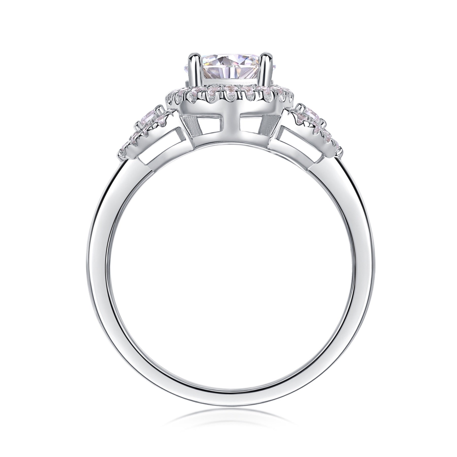 Chiaroscuro Oval-Cut Moissanite Halo Ring in Sterling Silver