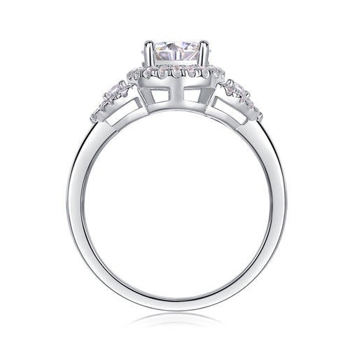 Chiaroscuro Oval-Cut Moissanite Halo Ring in Sterling Silver