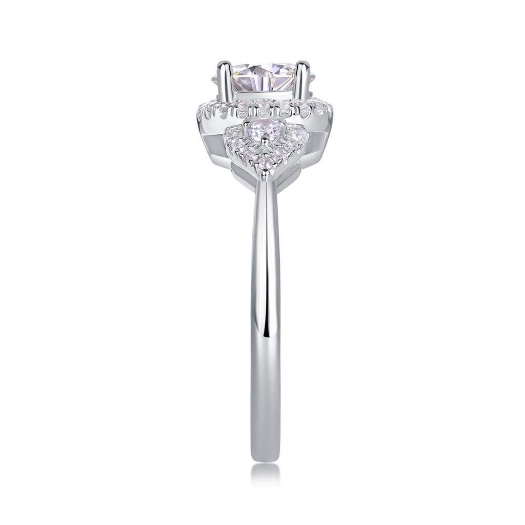 Chiaroscuro Oval-Cut Moissanite Halo Ring in Sterling Silver
