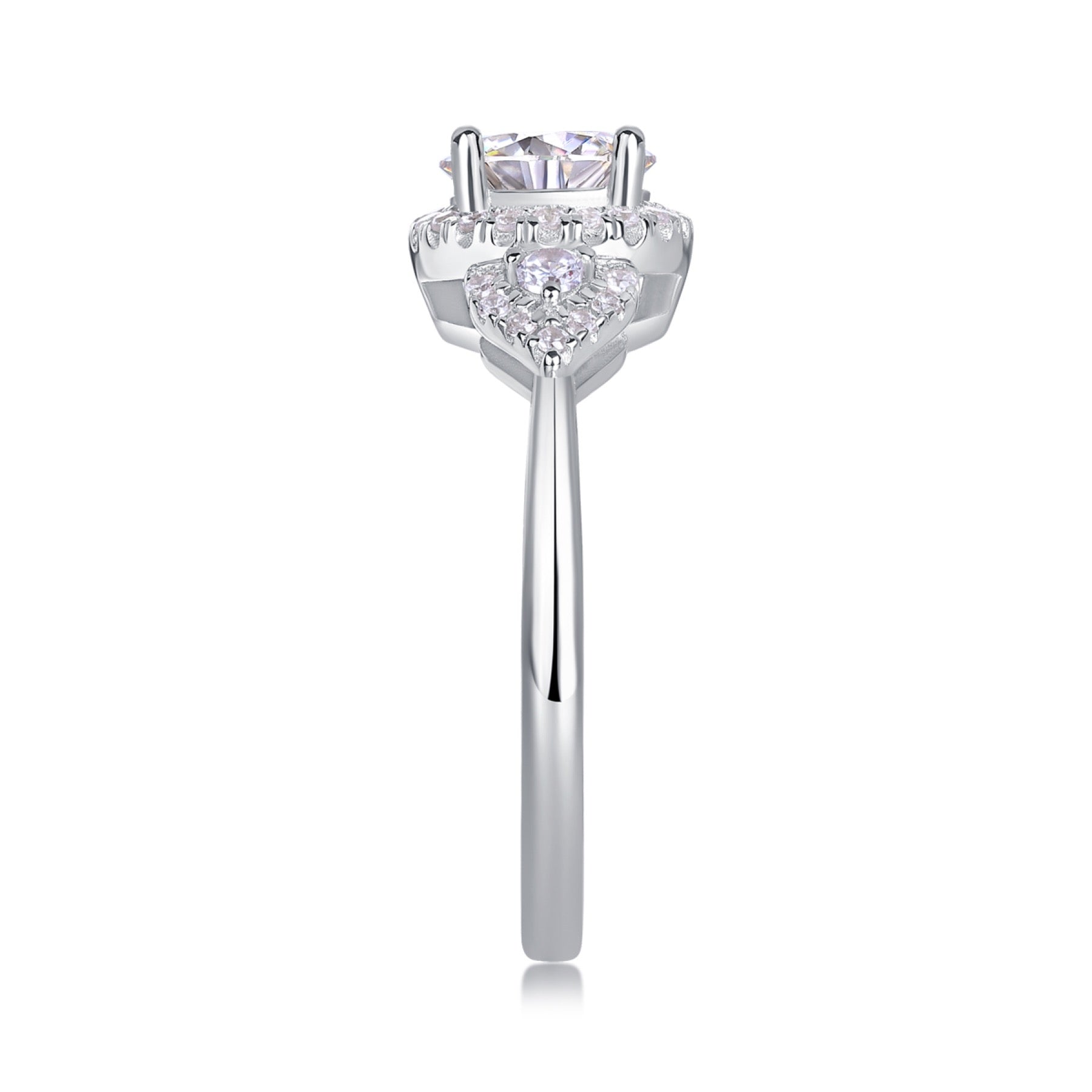 Chiaroscuro Oval-Cut Moissanite Halo Ring in Sterling Silver