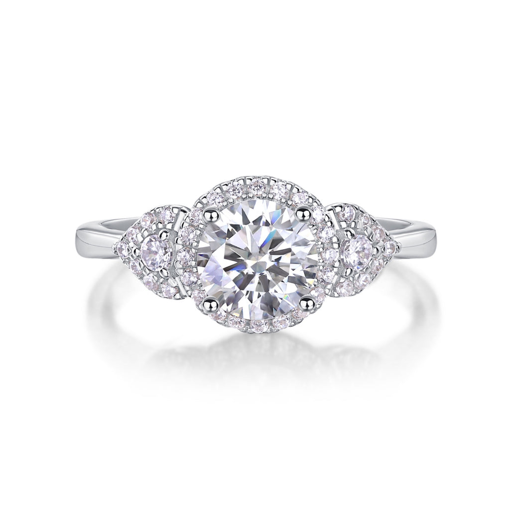 Chiaroscuro Oval-Cut Moissanite Halo Ring in Sterling Silver