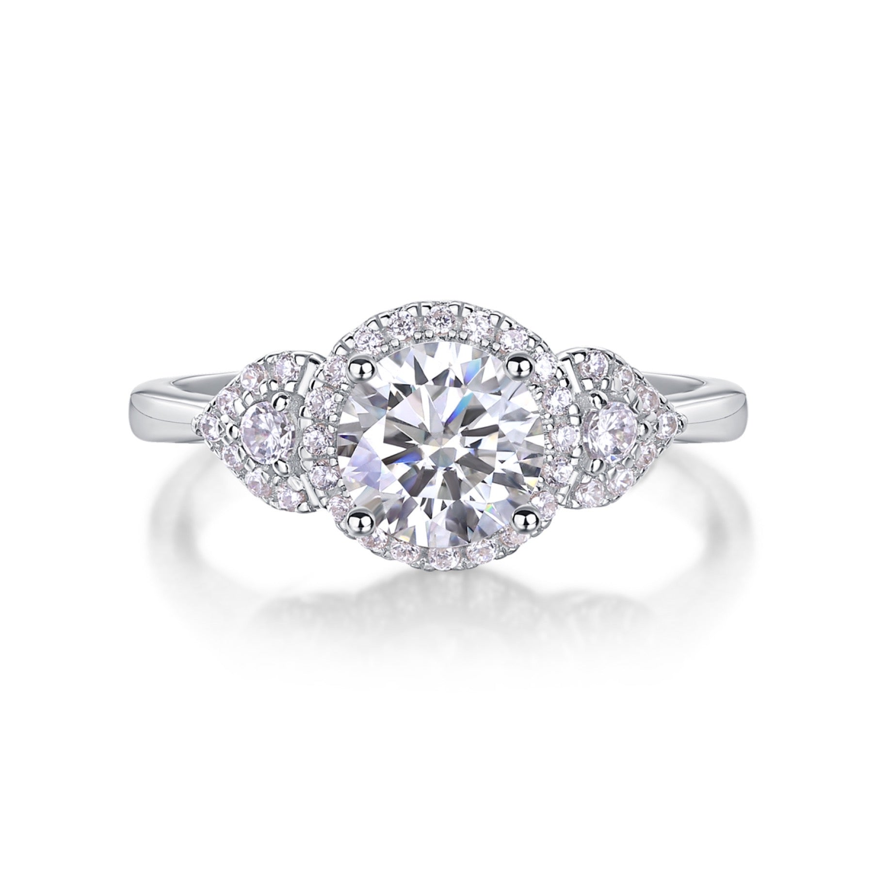Chiaroscuro Oval-Cut Moissanite Halo Ring in Sterling Silver