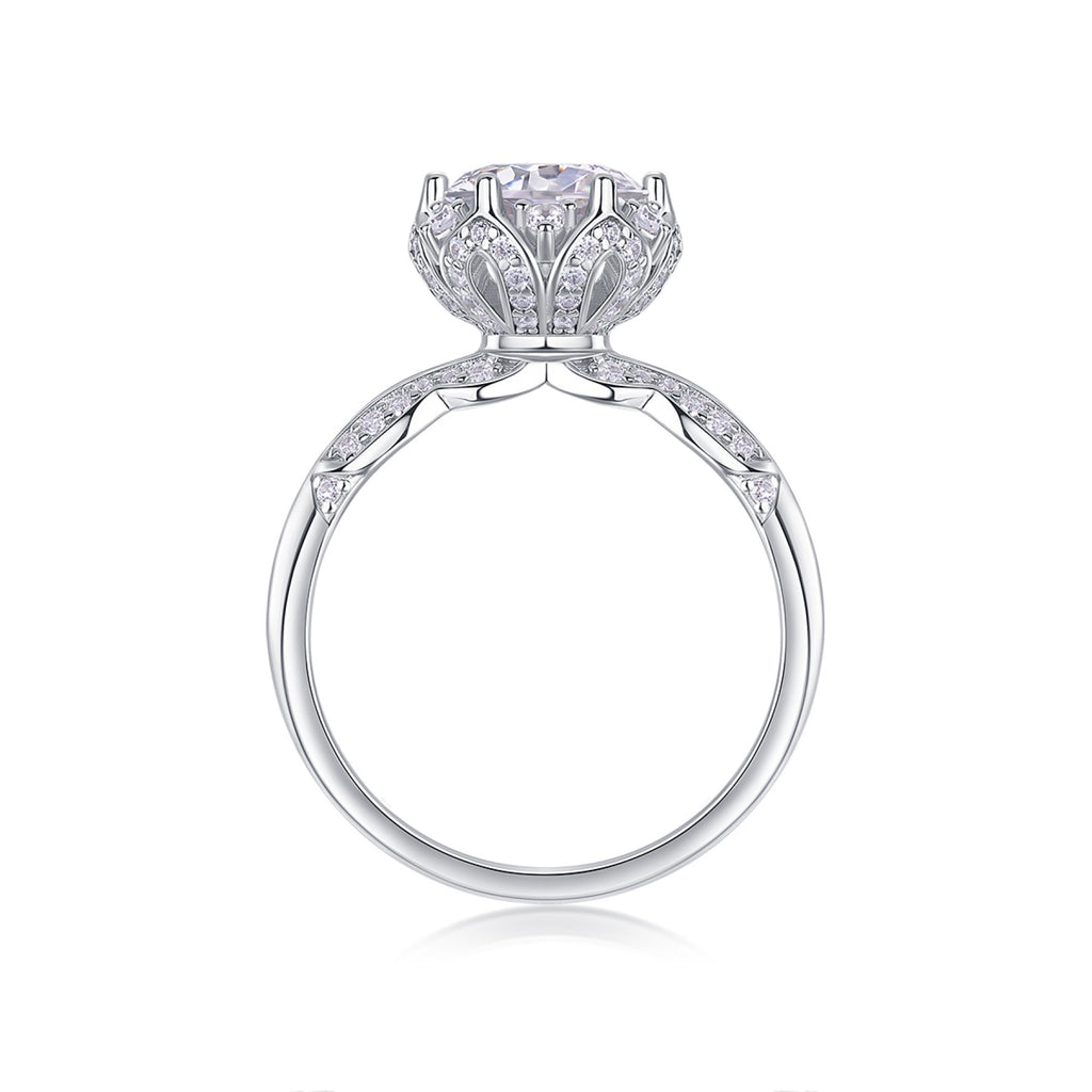 Encore 2 Carat Moissanite Halo Ring in Sterling Silver