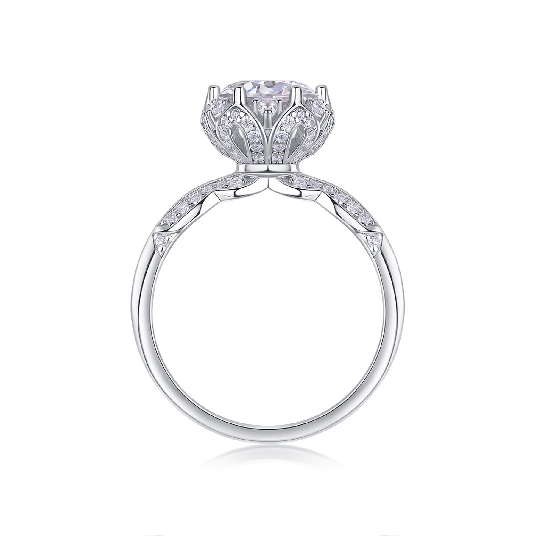 Encore 2 Carat Moissanite Halo Ring in Sterling Silver