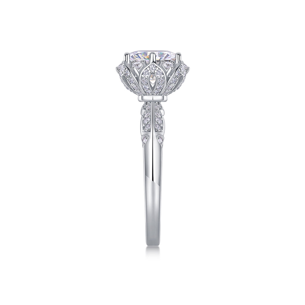 Encore 2 Carat Moissanite Halo Ring in Sterling Silver